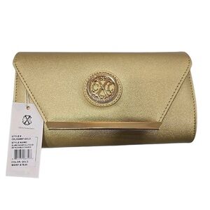 CXL By Christian Lacroix Elegant Gold Clutch With Detachable Chain